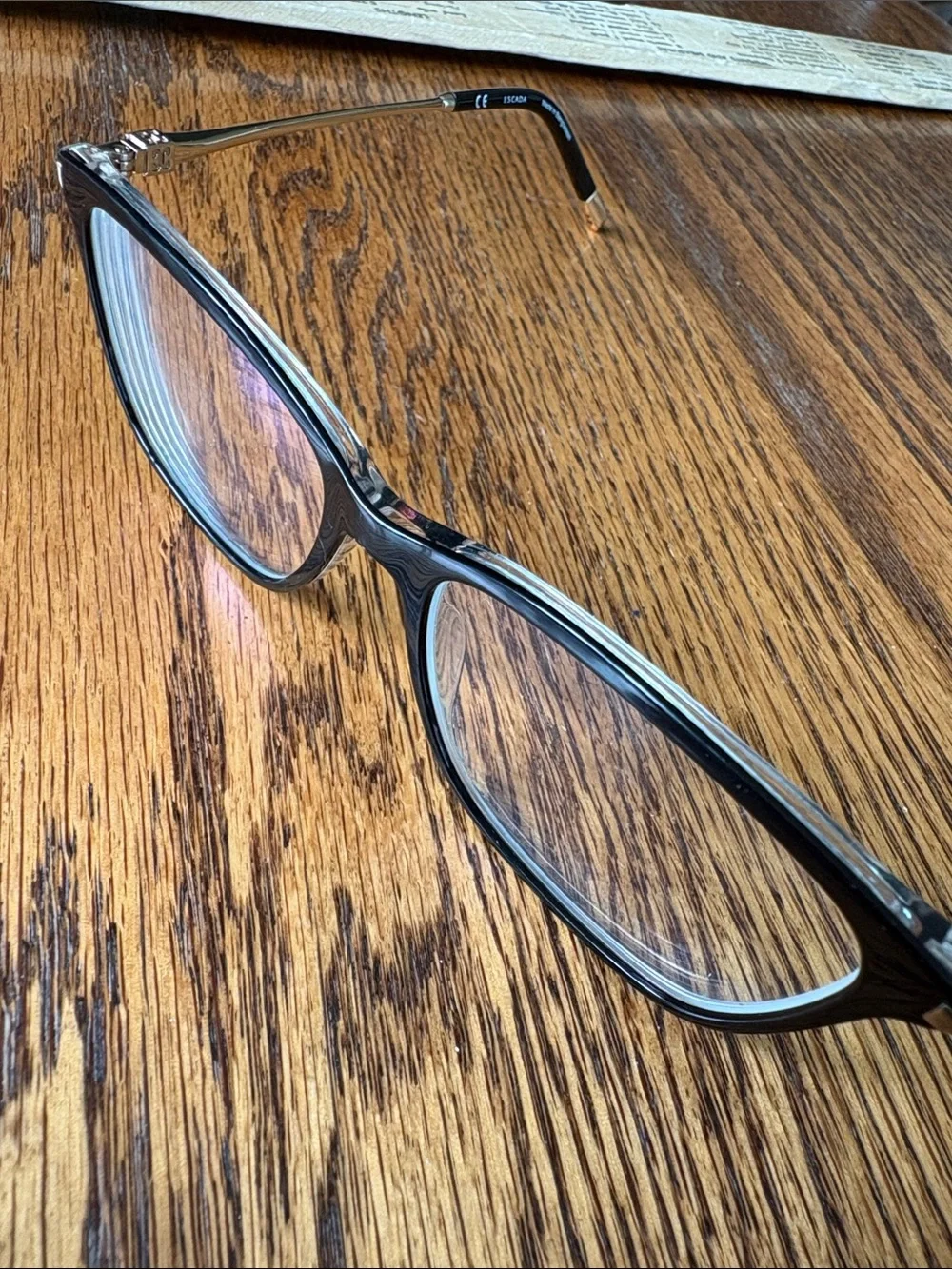 ESCADA Black and Gold Rectangular Reading Glasses frames
